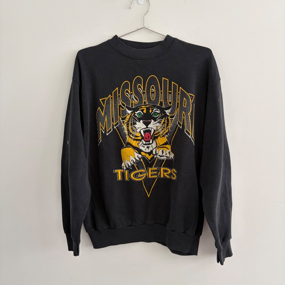 Vintage Tultex Missouri Tigers Sweatshirt Black Large Made in USA NCAA 90s